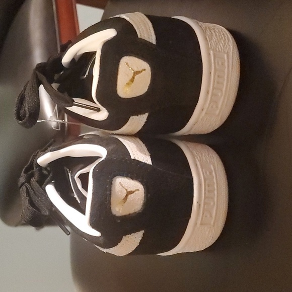 Puma Sneakers Girls Size 7m 7c 7 Black Gray Side Stripe Suede Low Top Pu… - Picture 2 of 15